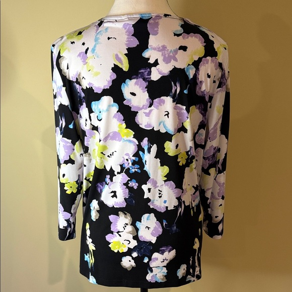 TanJay Blouse Purple Floral Print Women's Top Size M - Picture 4 of 10